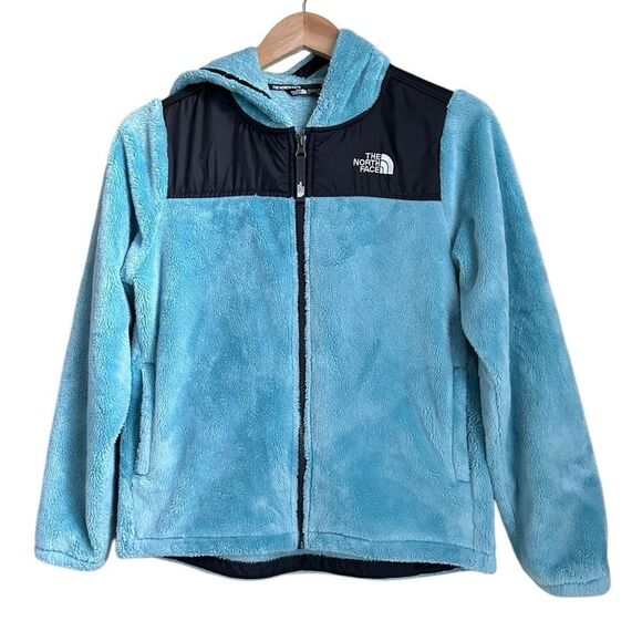 The North Face Girls 14/16 Large Fleece Hoodie Jacket Blue Black Full Zip